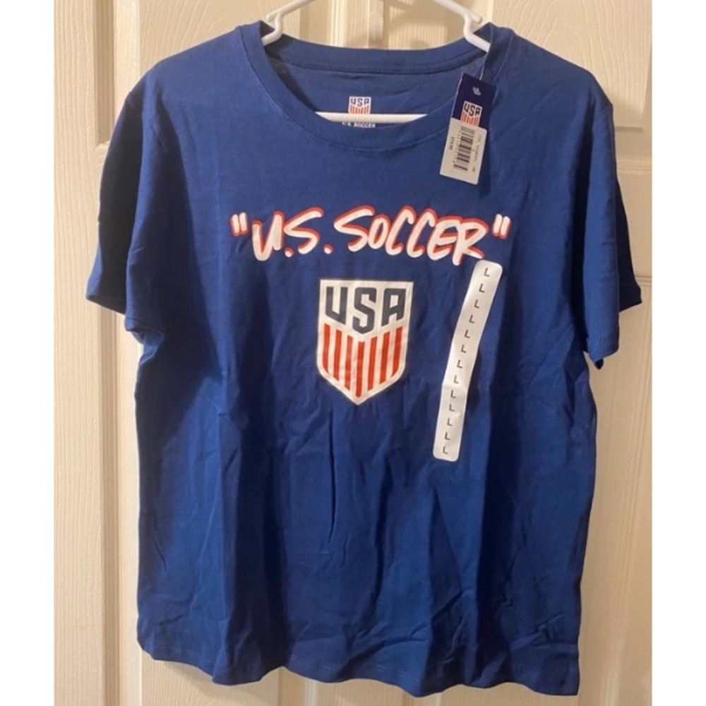US Soccer T-Shirt Mens Large Blue NWT Graphic Crest Tee